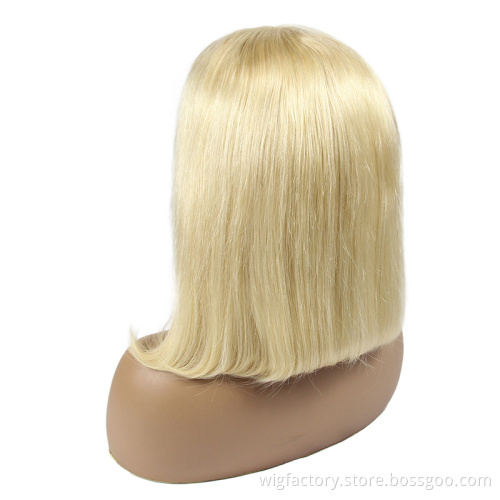wholesale price blonde bob wig 100%human hair, pre plucked 100% human hair  613 color bob lace wigs,13*4 lace frontal hair wigs